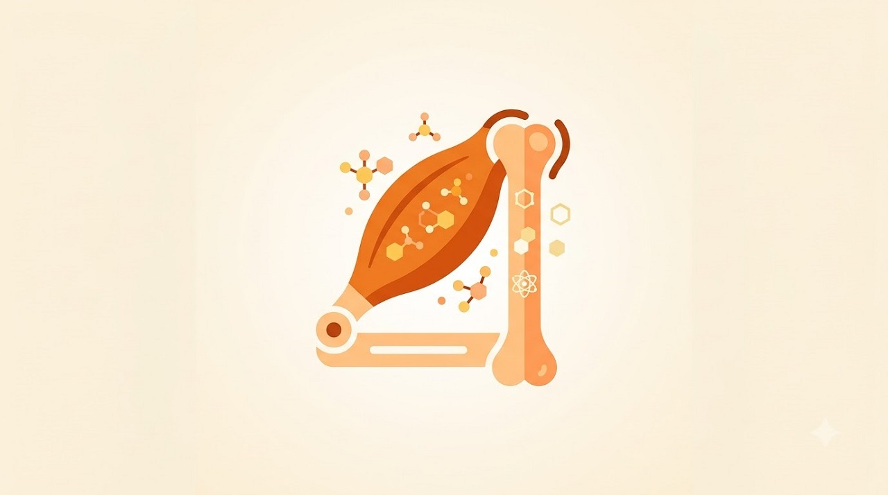 Illustration representing magnesium's role in muscle and bone function