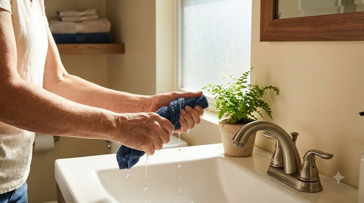 Woman preparing a cold compress to relieve red, irritated eyes