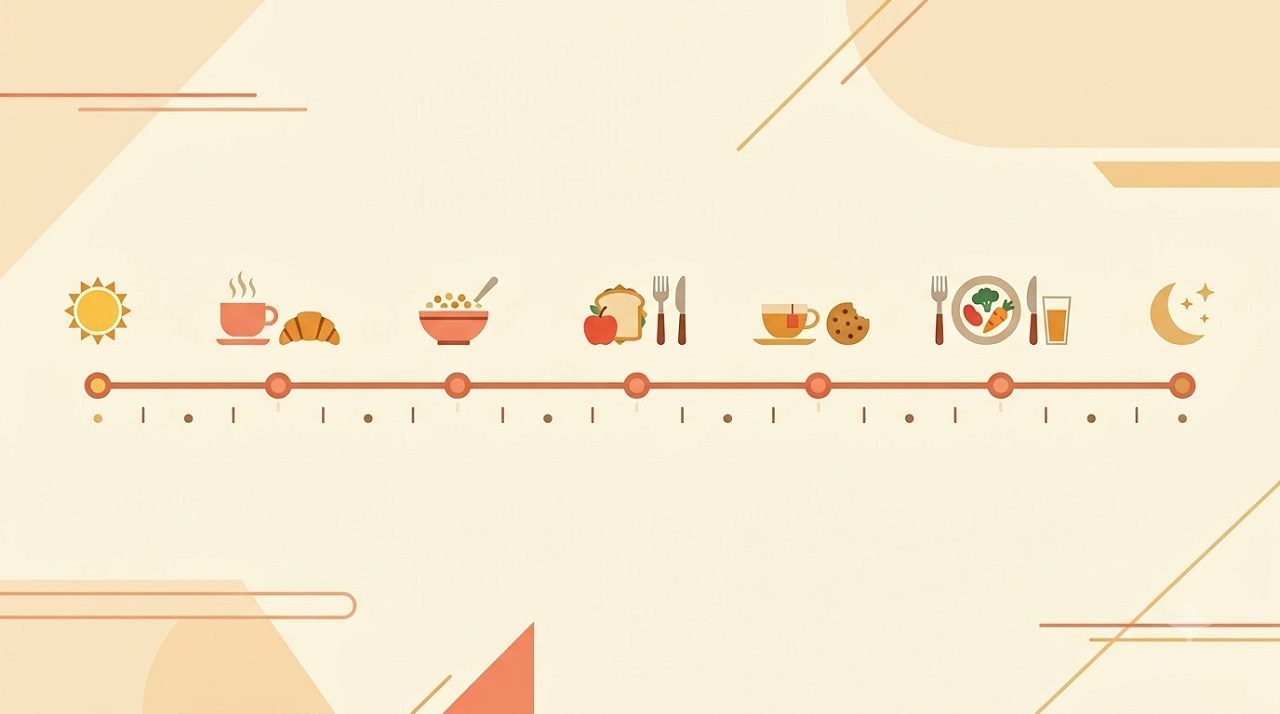Illustration of a sample toddler meal and snack schedule