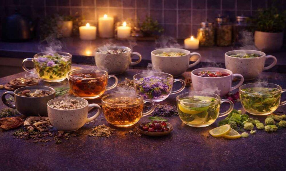 Calming Herbal tea collection by candlelight