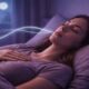 Peaceful woman in bed doing 4-7-8 breathing