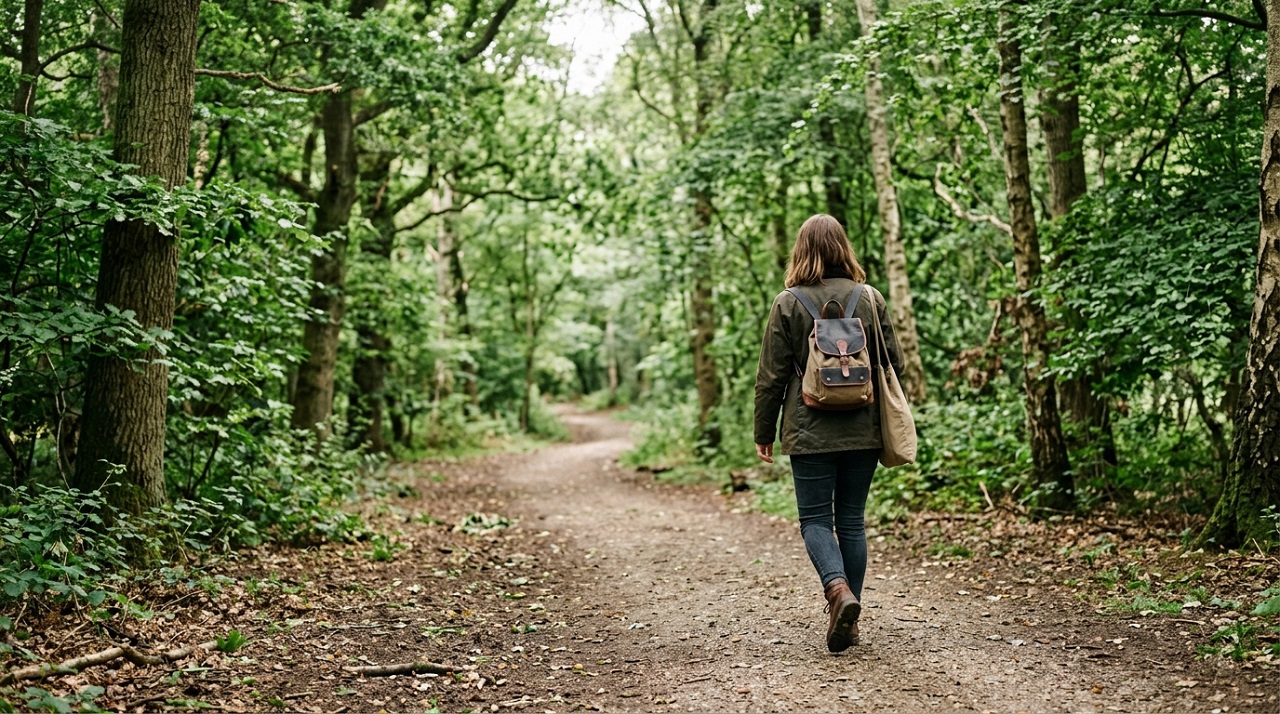 Person taking a short walk outdoors as part of a daily mental health habit