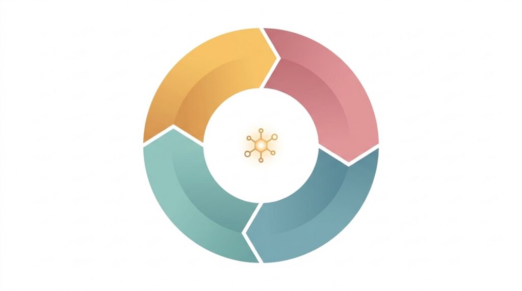 Circular illustration representing hormonal fluctuations across the menstrual cycle and their effect on ADHD symptoms