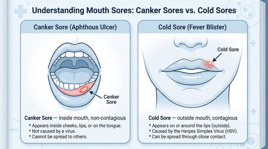Canker Sore or Cold Sore infographic