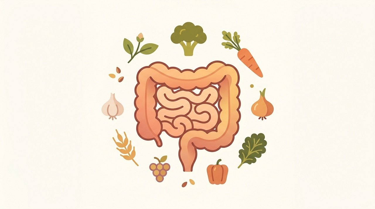 Illustration representing how anti-inflammatory foods support gut recovery