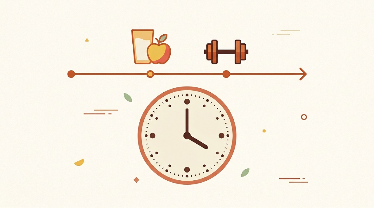 Illustration showing the timing of calcium-rich food intake relative to exercise