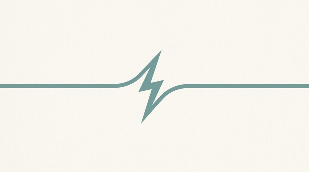 Abstract illustration of a single break in a line representing the single-incident traumatic event pattern typical of PTSD