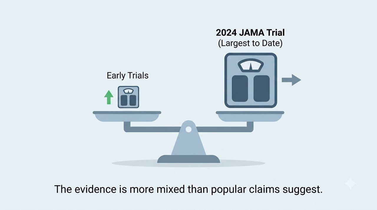 Infographic comparing early D-mannose trials to the 2024 JAMA clinical trial results