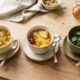 Three cups of herbal tea — chamomile, ginger, and peppermint — for upset stomach and nausea