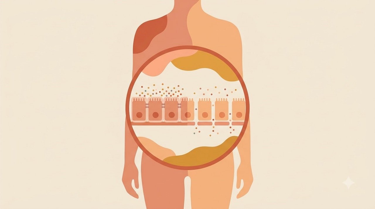 Illustration of a normal intestinal barrier compared with increased intestinal permeability